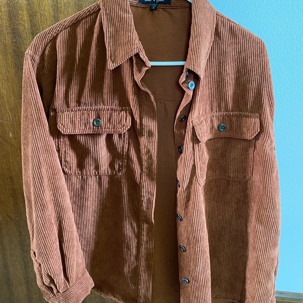 Burnt Orange Corduroy Button Up